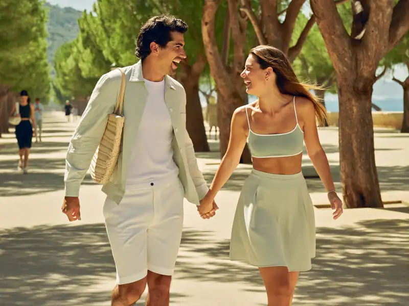Pareja paseando al sol — imagen representativa